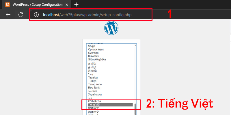 bước 3.2 - tiến hành cài đặt wordpress